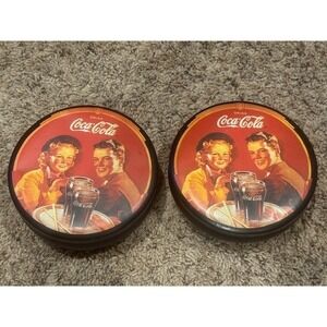 Coca-Cola Collectible Tin Set 1988 Vintage Couple Design Round Storage